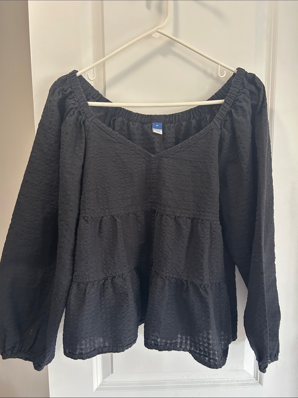 Old Navy Black Tiered Peasant Blouse